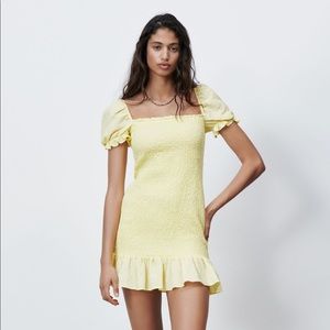 Zara Textured Weave Dress Yellow